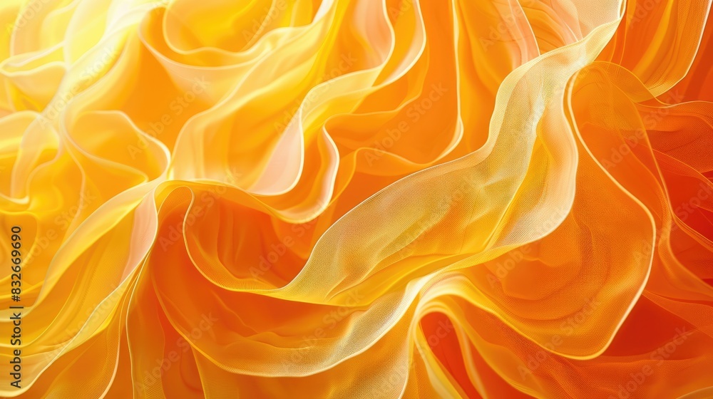 Obraz premium Abstract Artwork Featuring Curved Lines in Yellow and Orange