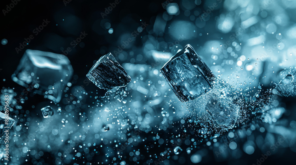 A blue sky with ice cubes falling from it A blue sky with ice cubes falling from it