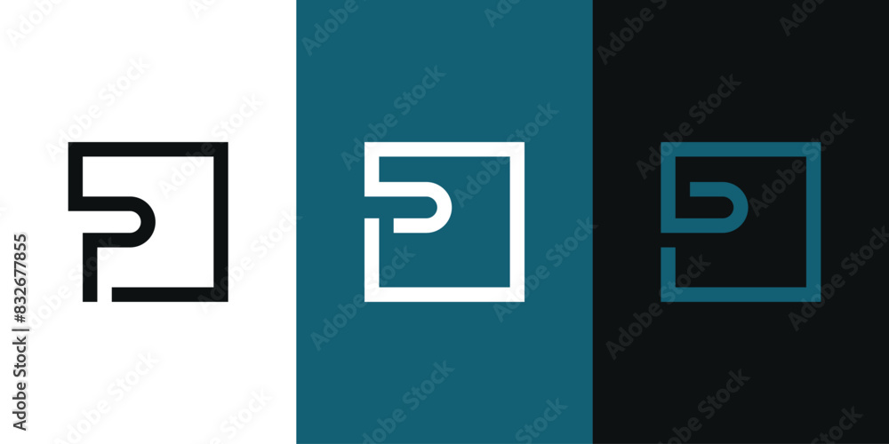 Set of letter P logo design with squere style. Premium Vector Set of letter P logo design with squere style. Premium Vector
