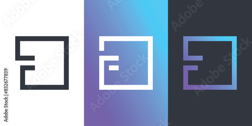Set of letter F logo design with squere style. Premium Vector