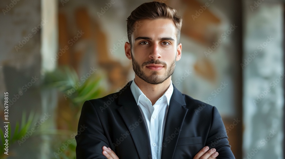 a man in a suit with his arms crossed looking at the camera with a serious look on his face.. a man in a suit with his arms crossed looking at the camera with a serious look on his face..