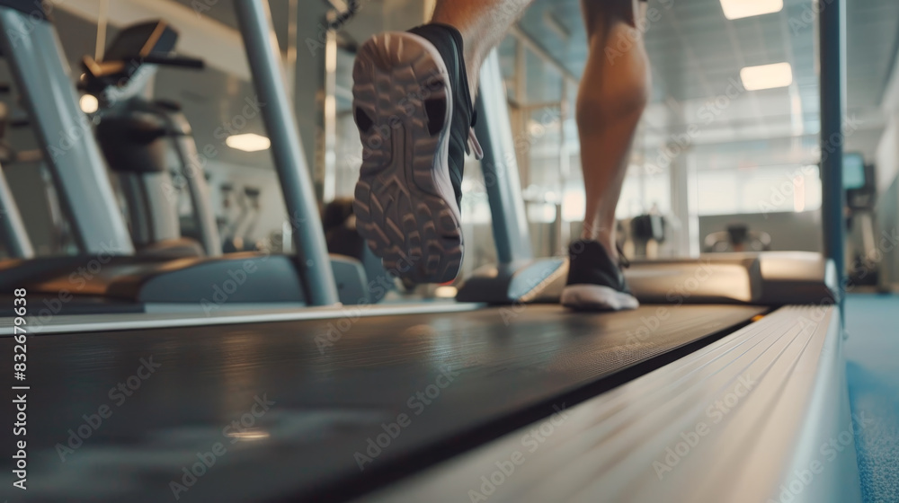 A person is running on a treadmill in a gym A person is running on a treadmill in a gym