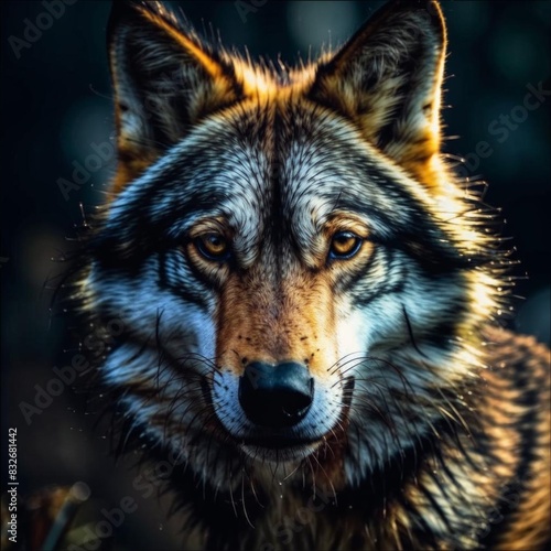 Wolf portrait. Generative Ai