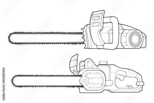 Bundling set of Chainsaw isolated illustration, vector art, Chainsaw vector, petrol chain saw, modern chainsaw, art concept, vector.