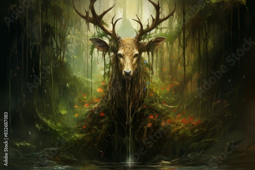 A gentle and nurturing druid, attuned to the natural world and capable of commanding its forces. - Generative AI photo