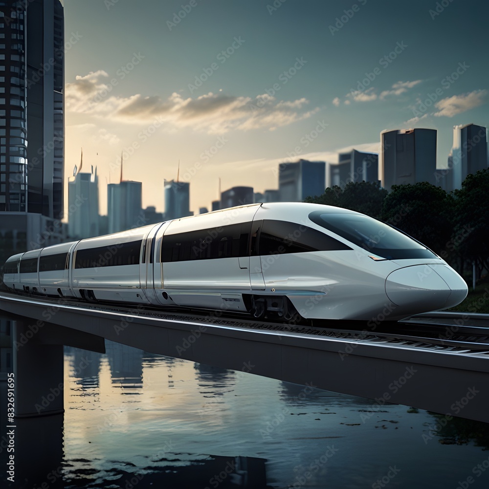 Fototapeta premium high speed electric train in the city