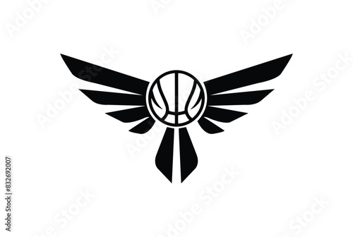 Bird holding basketball logo icon illustration vector on white background	
