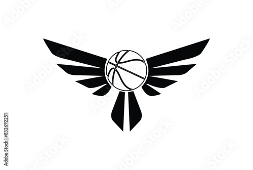 Bird holding basketball logo icon illustration vector on white background
