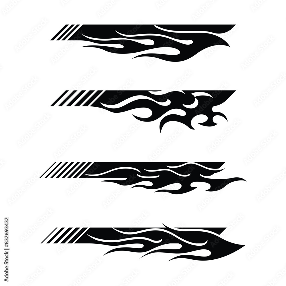 Collection of burning fire stickers for car wraps Collection of burning fire stickers for car wraps