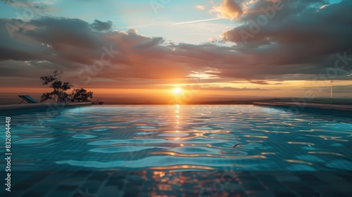 Swimming pool enjoying the sunset