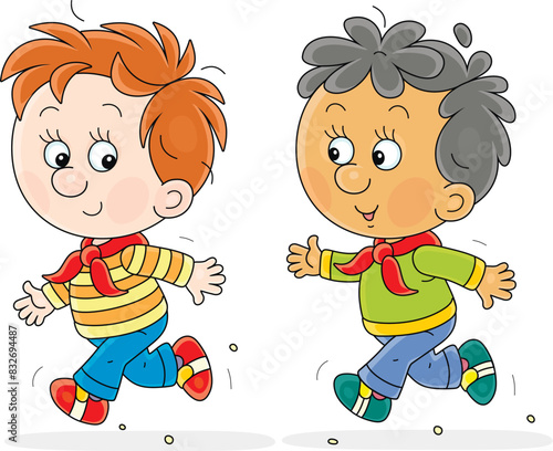 Cheerful little boys merril...