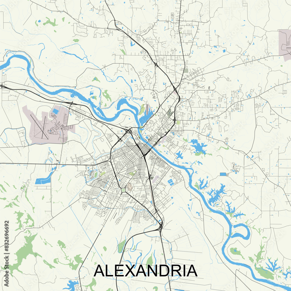 Alexandria, Louisiana, United States map poster art
