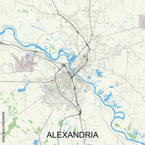 Alexandria  Louisiana  United States map poster art