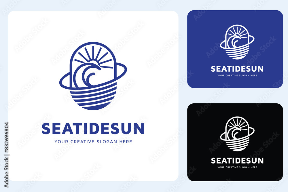 Sea Tide Sunset Logo Design Template Sea Tide Sunset Logo Design Template
