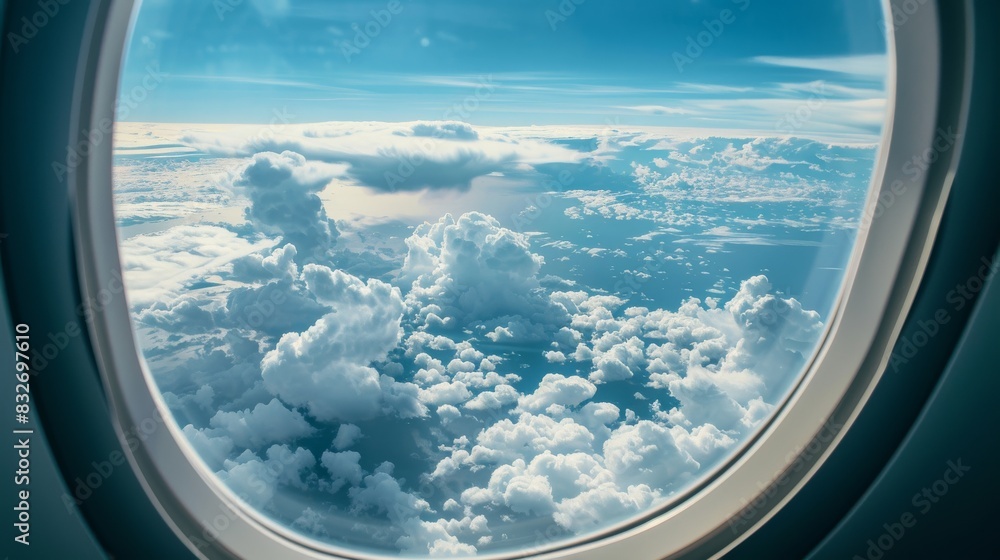 Serene sky view from airplane window Serene sky view from airplane window