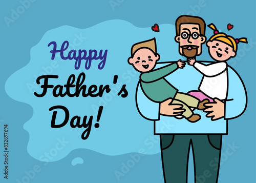 Vector greeting card, banner feliz dia dos pais. Father's day