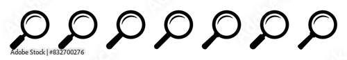 Magnifying glass icon, magnifier or loupe sign. Search icon.