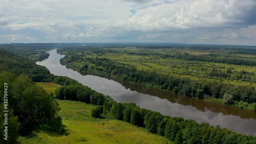 Serene Volga: Flowing Elegance Through Verdant Forest Serene Volga: Flowing Elegance Through Verdant Forest