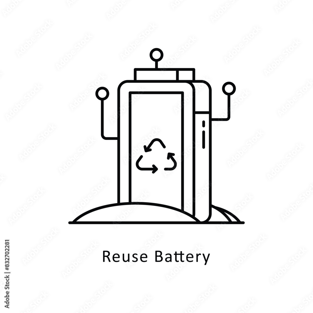 Reuse Battery vector outline icon style illustration. Symbol on White background EPS 10 File Reuse Battery vector outline icon style illustration. Symbol on White background EPS 10 File