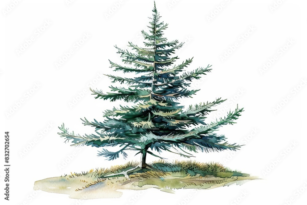 Fototapeta premium A watercolor of a Brewer Spruce