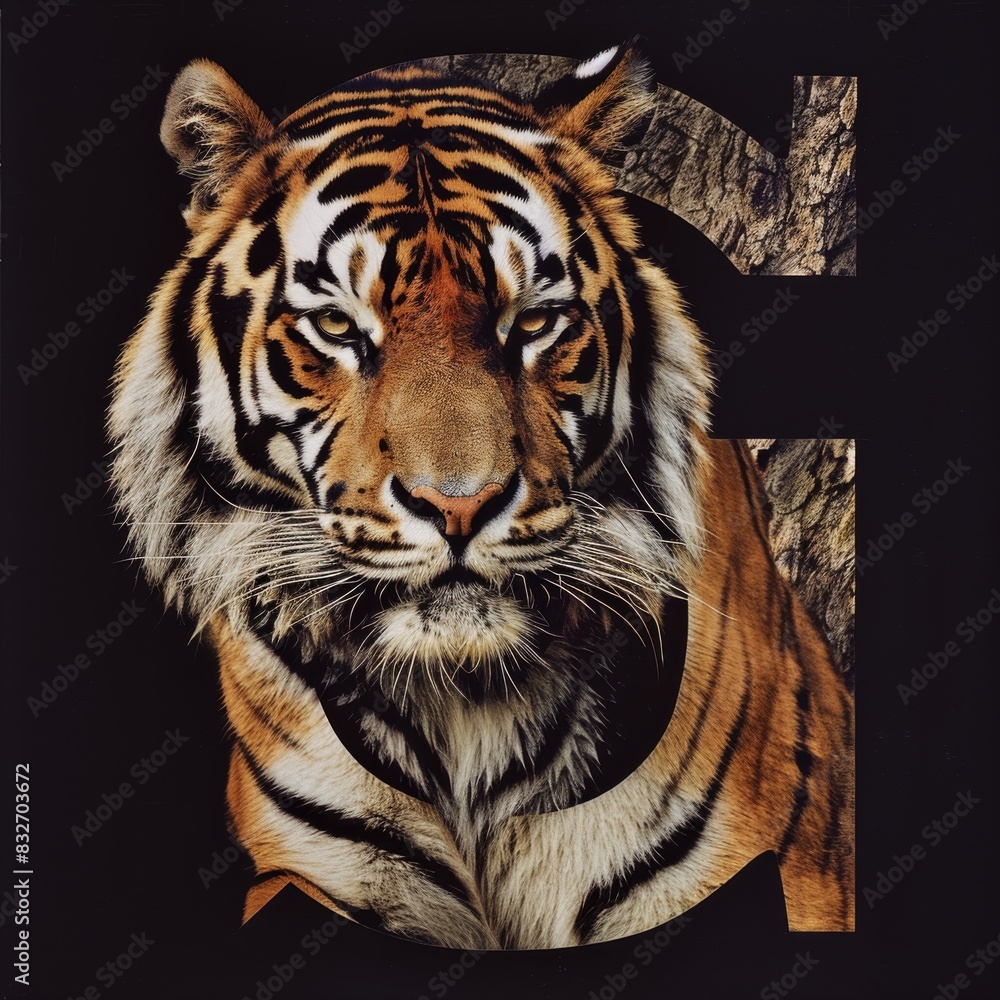 Fototapeta premium Alphabet Art Letter G with a Tiger Portrait