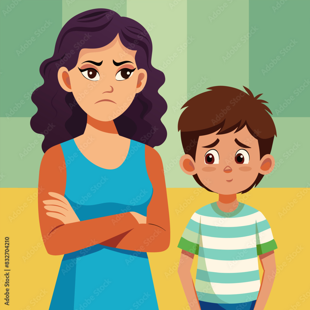 The emotional trials of motherhood: a young mother upset by the behavior of her unruly child.
The emotional trials of motherhood: a young mother upset by the behavior of her unruly child.