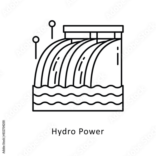 Hydro Power vector filled outline icon style illustration. Symbol on White background EPS 10 File