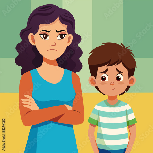 The emotional trials of motherhood: a young mother upset by the behavior of her unruly child.
