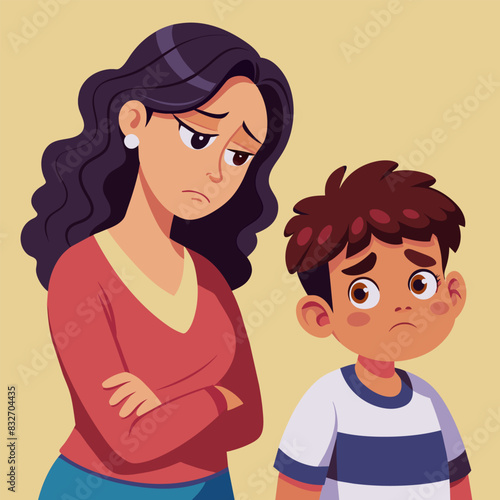 Burnout: a young mother upset by the behavior of her unruly child.
