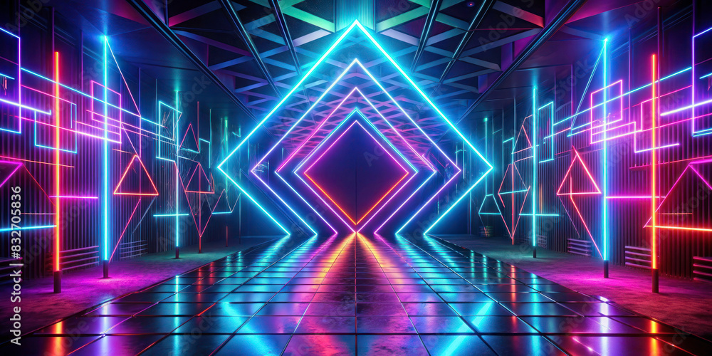 Abstract Geometric Neon Lights Background Abstract Geometric Neon Lights Background