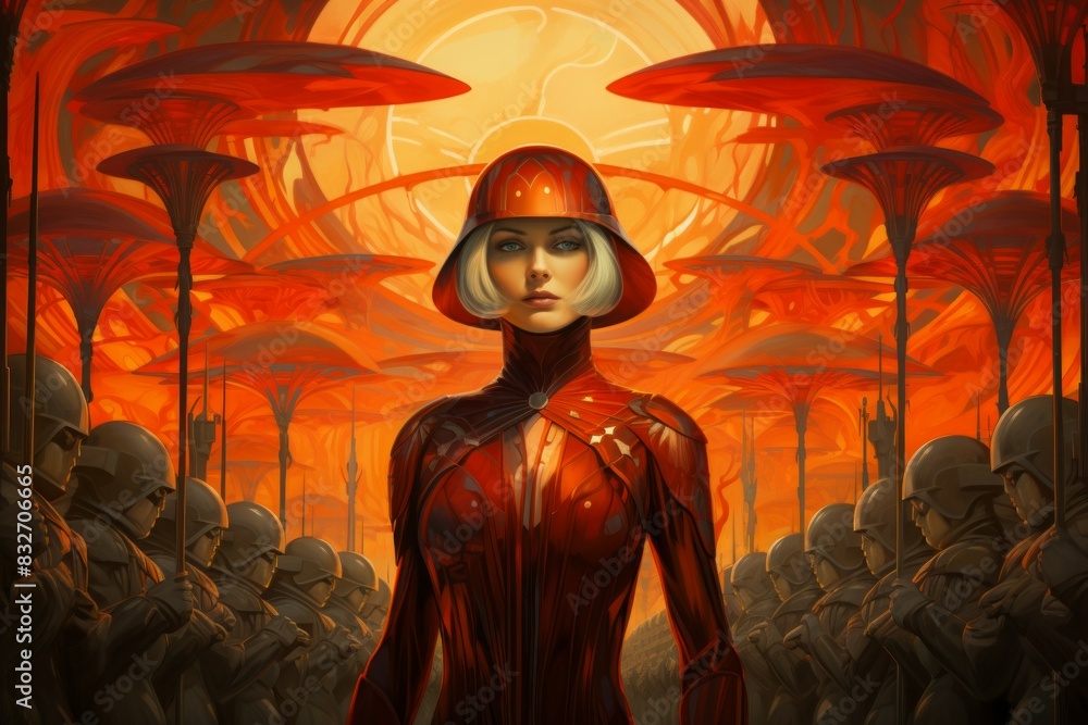 A resilient and battle-hardened soldier, leading troops with strategic brilliance on the battlefield. - Generative AI A resilient and battle-hardened soldier, leading troops with strategic brilliance on the battlefield. - Generative AI