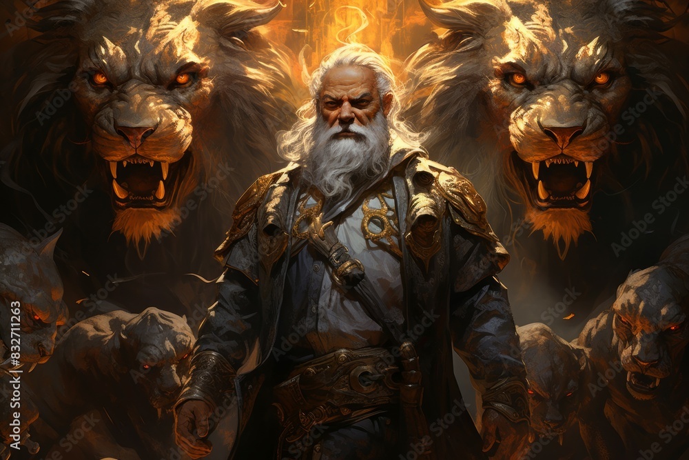 Obraz premium A fearsome beastmaster, commanding a pack of loyal and deadly creatures. - Generative AI