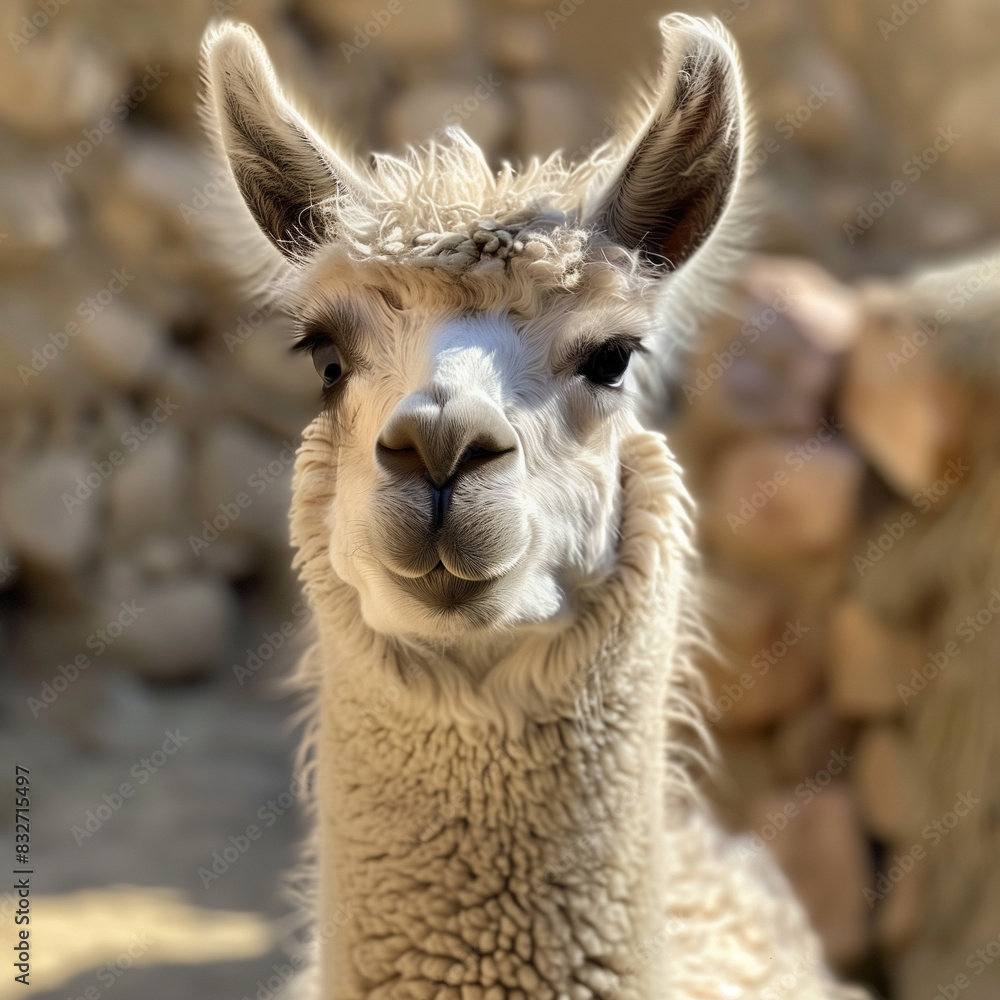 Obraz premium Close-up of a llama with a textured background.