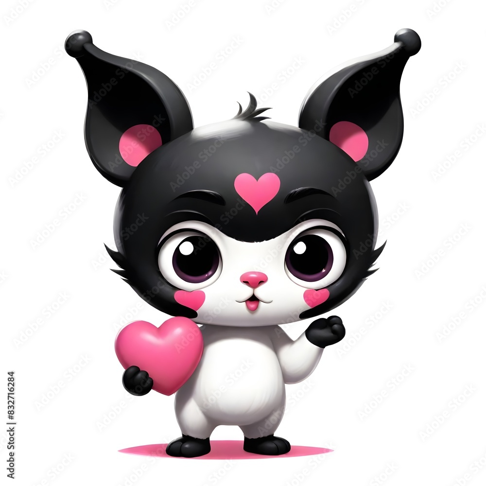 cartoons of a black and white cat with hearts cartoons of a black and white cat with hearts