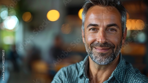 Concept of confidence and happiness, Man receiving a compliment photo