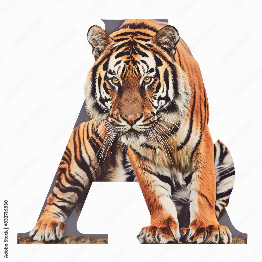 Alphabet Art Letter A with a Tiger Portrait