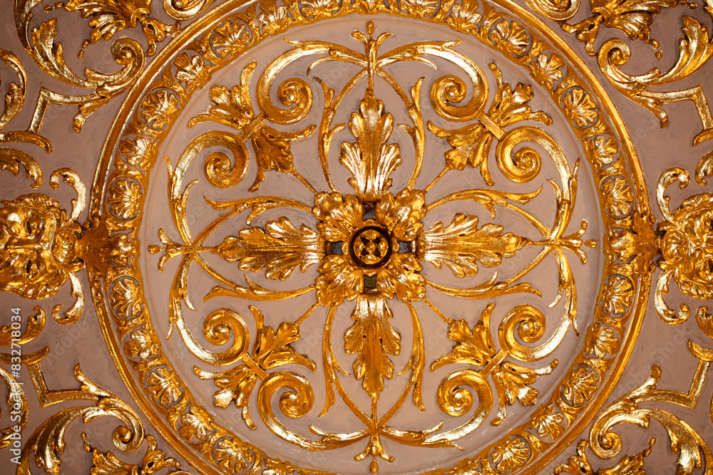 closeup of ancient golden celing decoration closeup of ancient golden celing decoration