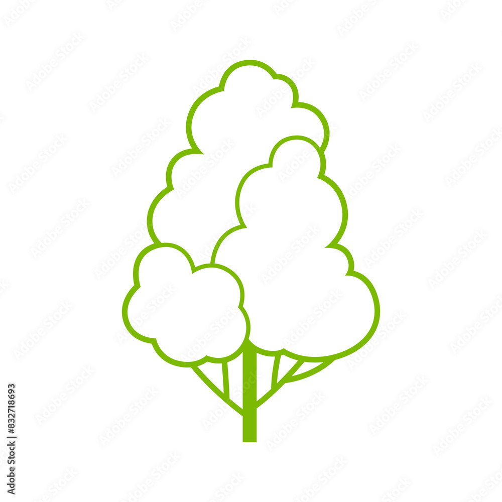 Stylized tree with leaves. Illustration or icon for emblem and design. Stylized tree with leaves. Illustration or icon for emblem and design.
