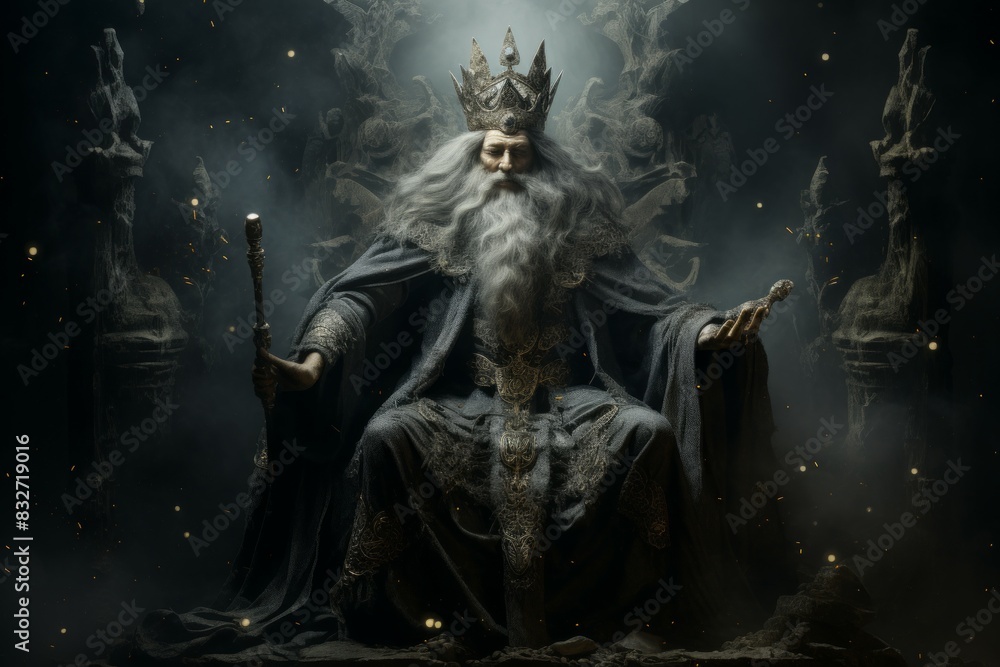 Fototapeta premium A noble and just ruler, guiding their kingdom with wisdom and fairness. - Generative AI