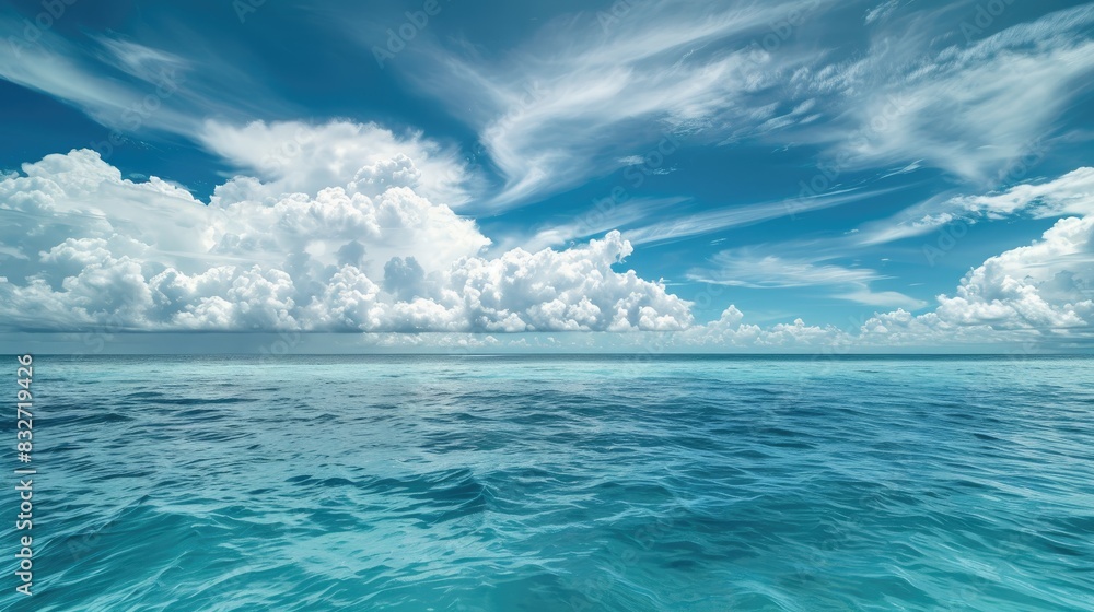 Azure ocean and sky blend seamlessly Azure ocean and sky blend seamlessly
