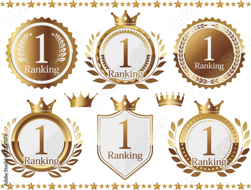 高級感のあるランキングNo.1のエンブレム6種セット　ホワイト＆ゴールド