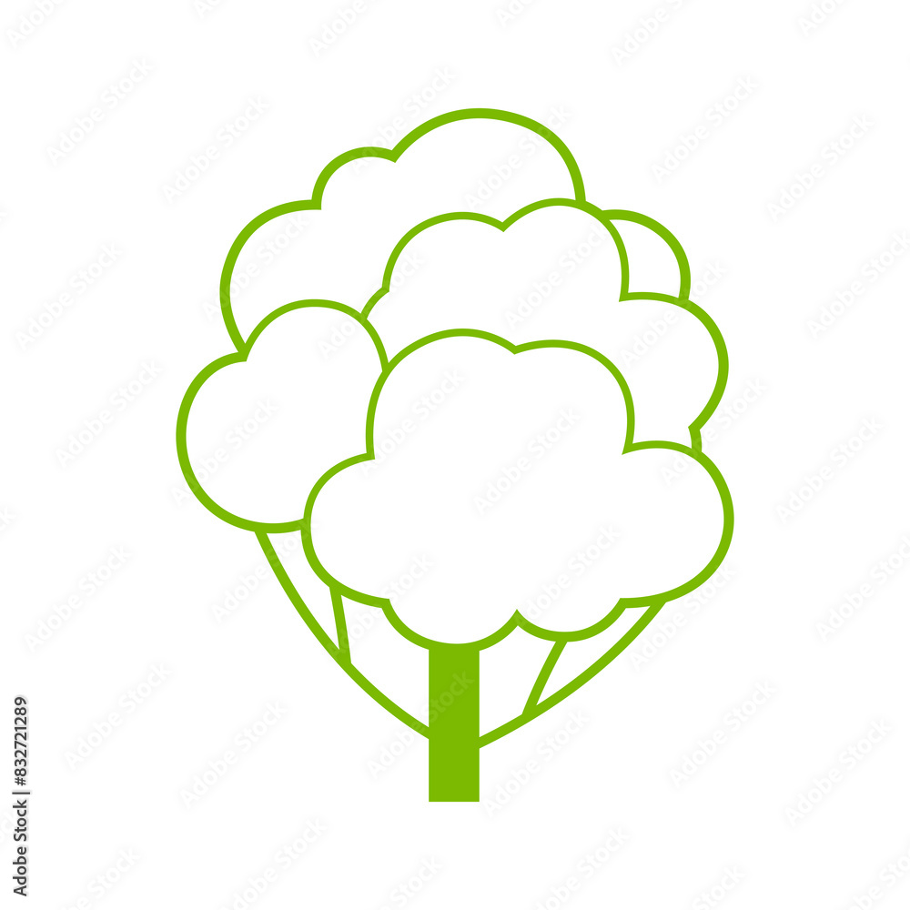 Stylized tree with leaves. Illustration or icon for emblem and design. Stylized tree with leaves. Illustration or icon for emblem and design.