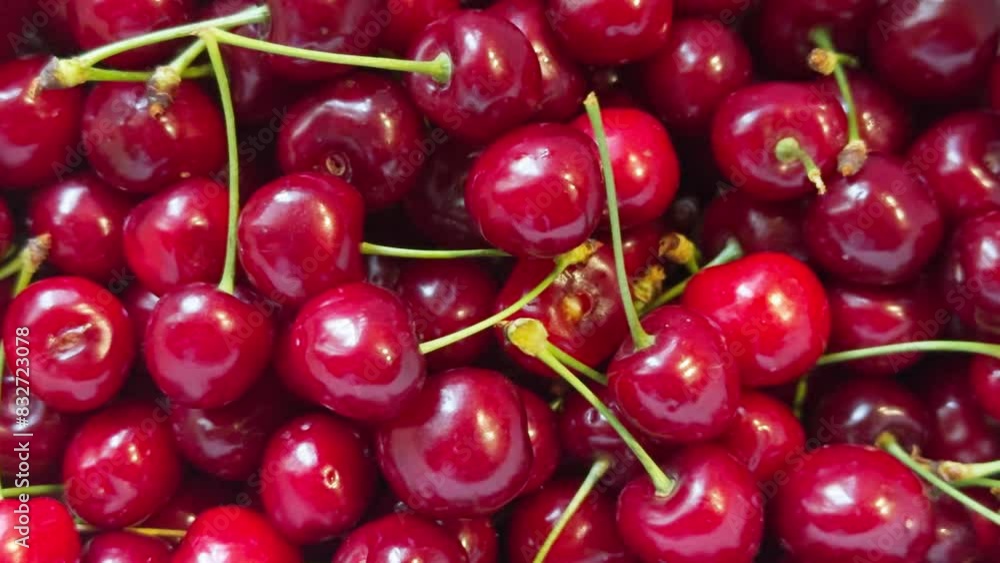 Close-up of ripe cherries during harvest. Close-up of ripe cherries during harvest.