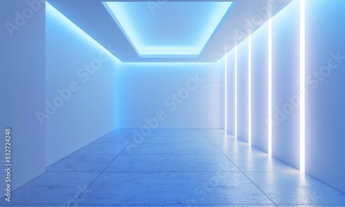 Light blue background with light white lines, a white floor and wall 