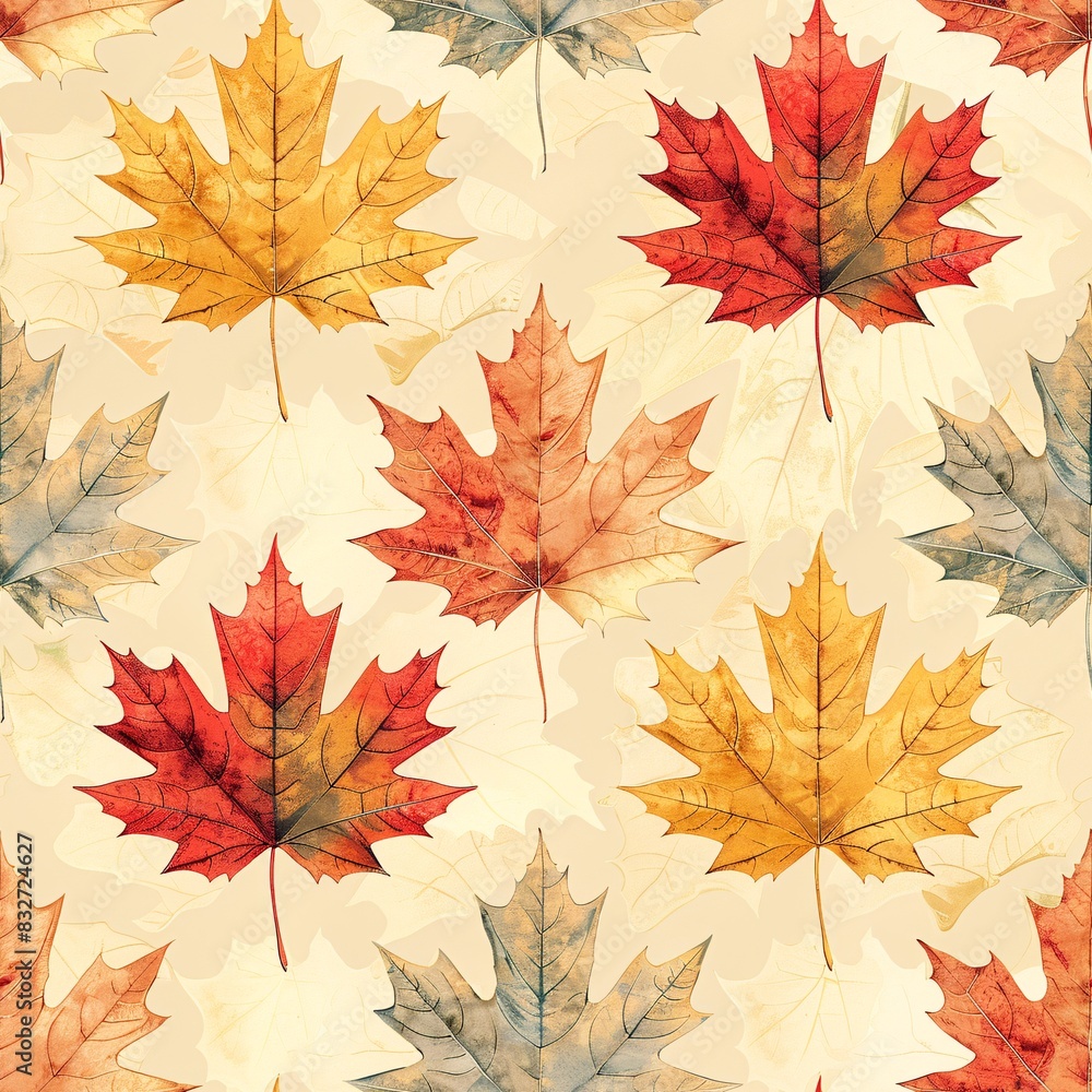 cozy maple autumn leaves seamless pattern background illustration cozy maple autumn leaves seamless pattern background illustration
