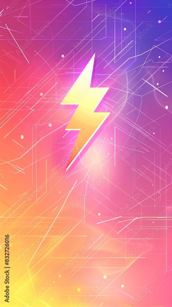 Chic lightning bolt emoji wallpaper with soft gradient hues and sleek