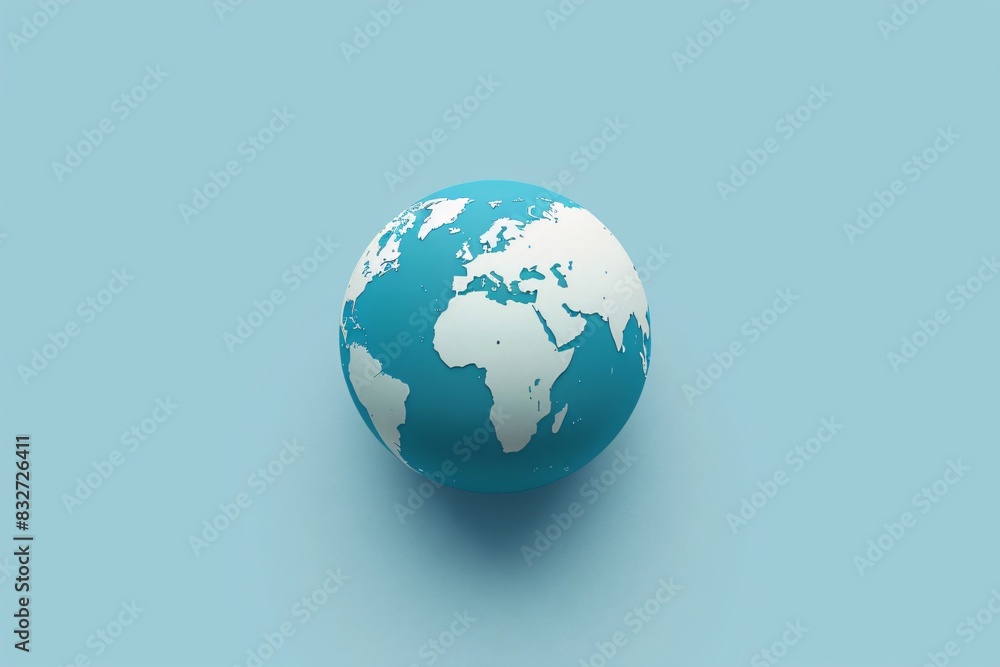 Blue and white globe on blue background Blue and white globe on blue background