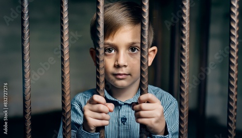 a boy behind jail bars