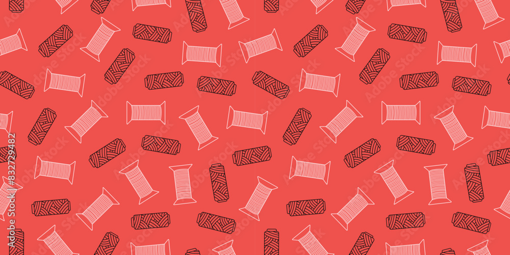 Spools of thread. Pattern handicraft, hobby. Drawings, doodle icons. Vector seamless background. Spools of thread. Pattern handicraft, hobby. Drawings, doodle icons. Vector seamless background.