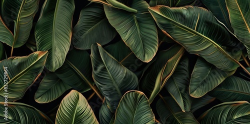 Wallpaper Mural Vintage seamless pattern with tropical plants. Palm leaves in realistic style. Botanical illustration. Foliage design for wallpaper. AI generated illustration Torontodigital.ca